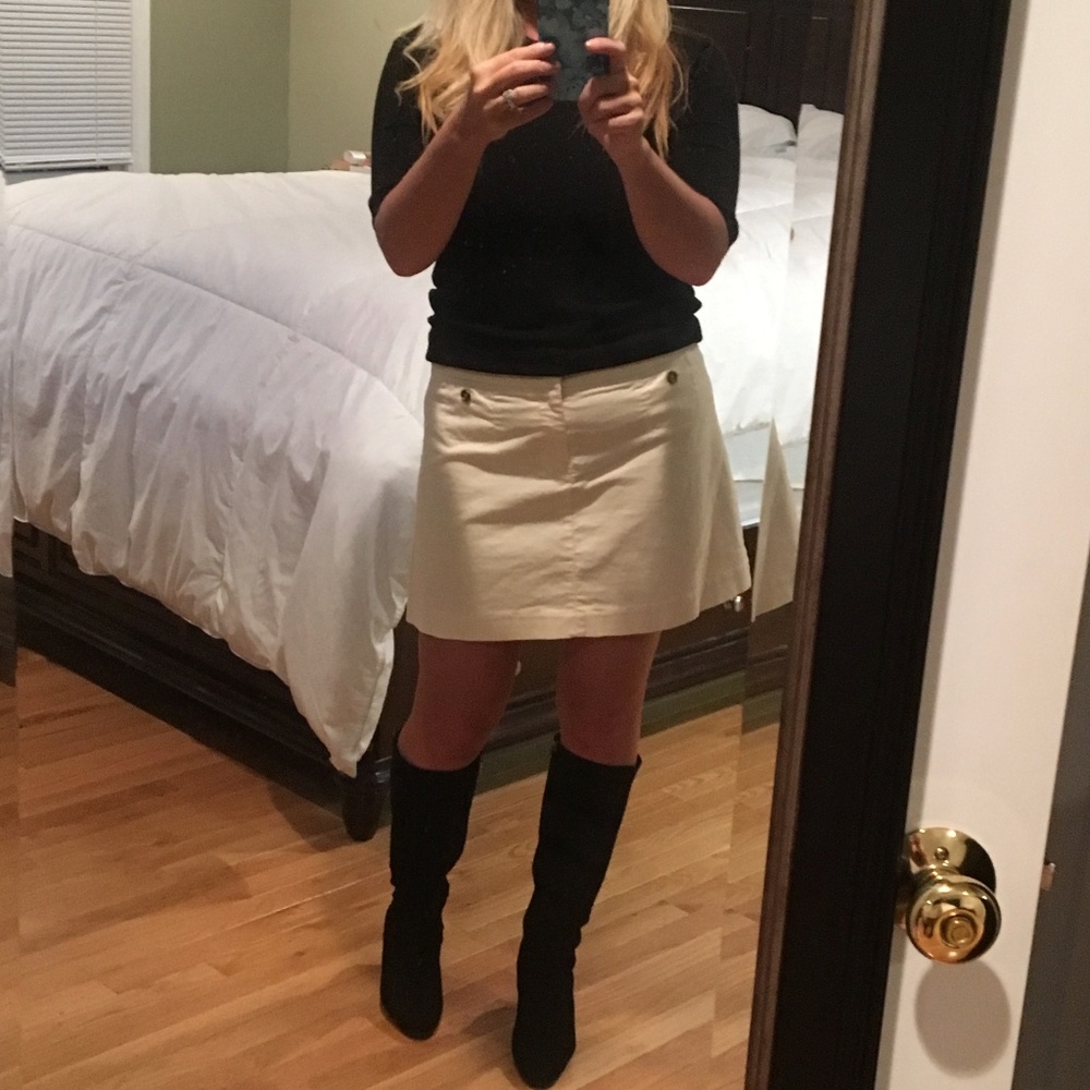 Lilly Pulitzer Cream Corduroy A-Line Mini Skirt